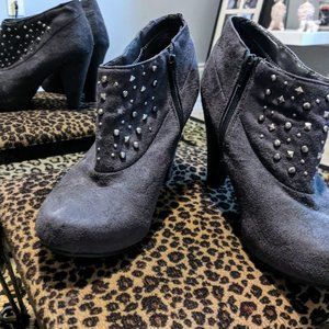 Gray Velvet Stud Bootie Size 10